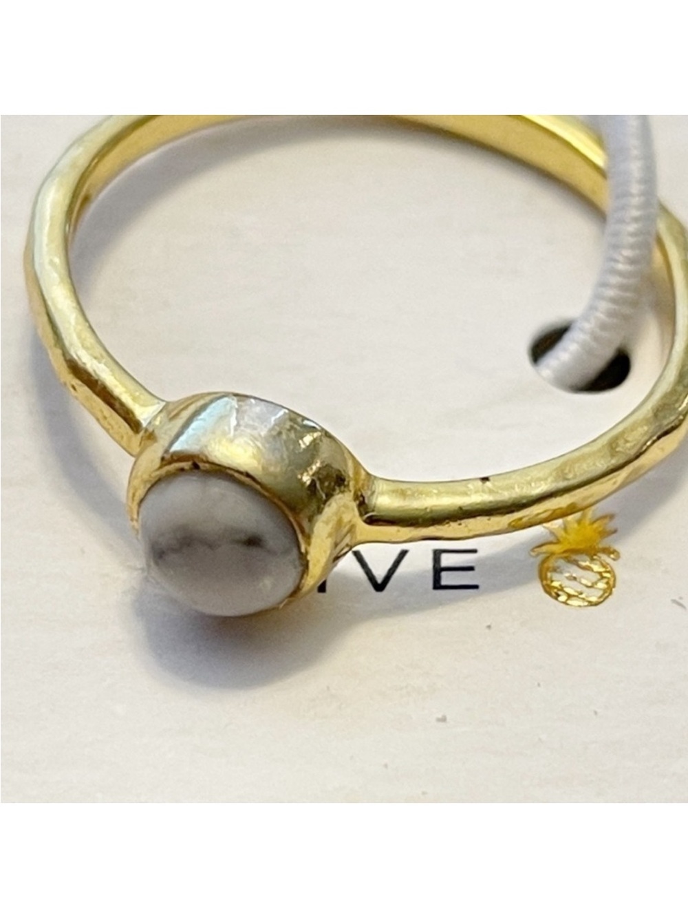 NWT Pura Vida Gold Howlite Ring 925 Silver